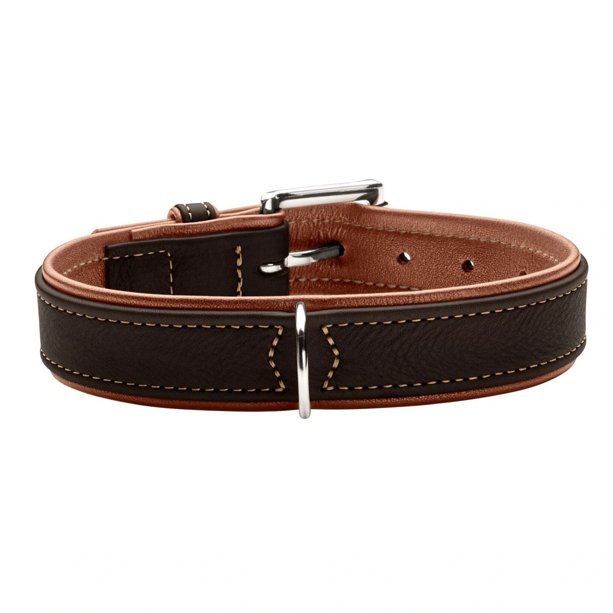 Hunter Hundehalsbånd læder Canada Elg Str.45 Sort/Cognac - 33-39 cm